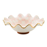 Mocha Check Ceramic Fluted Serving Bowl