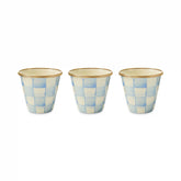 Violet Check Herb Pots, Set of 3