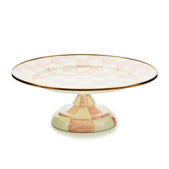 Mocha Check Small Pedestal Platter