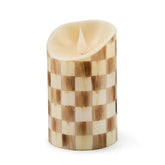 Emerald Check Flameless 5" Pillar Candle