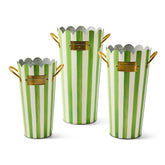 Rosy Stripe Flower Buckets, Set of 3