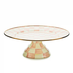 Mocha Check Small Pedestal Platter