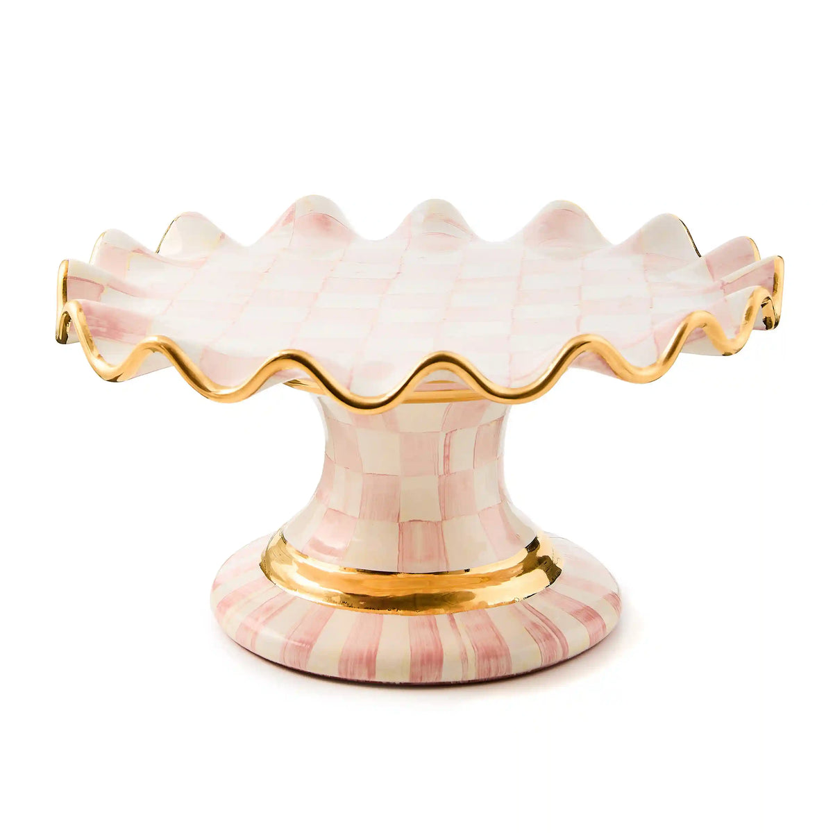 Courtly Check Ceramic Fluted Cake Stand